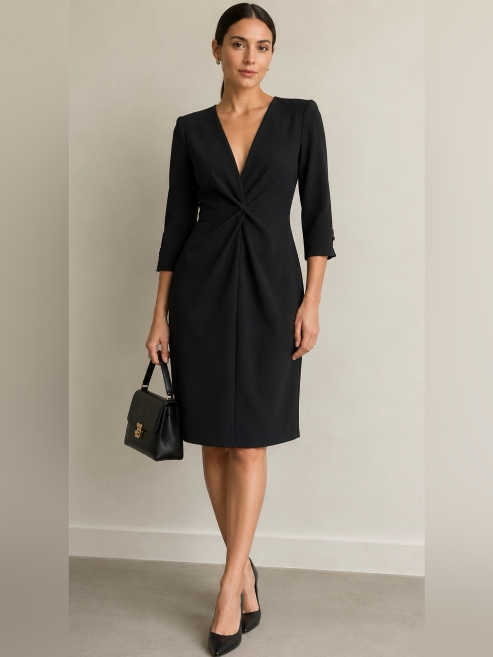 Twin-Set Simona Barbieri Black Twist Front Sheath Dress large